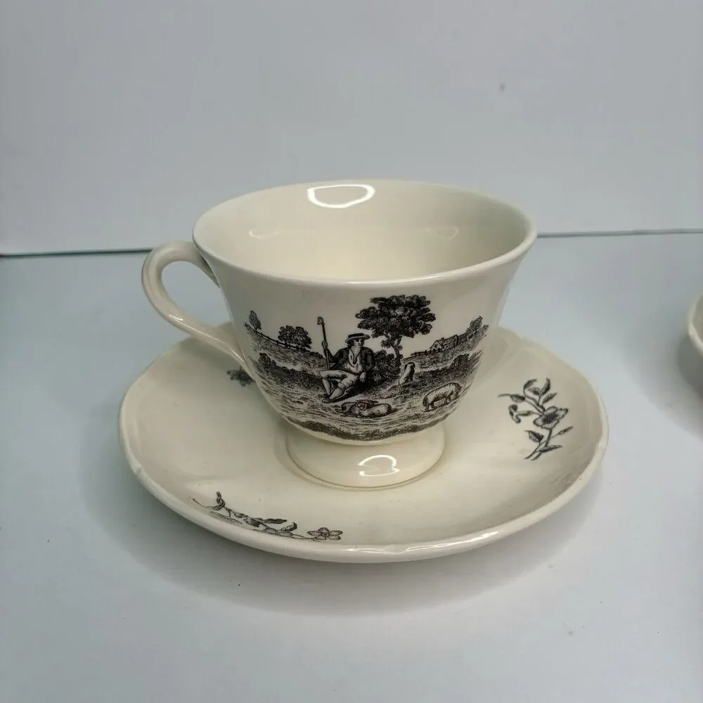 Wedgewood Etruria & Barlaston Creamware Tea Cup And Saucer Set Of 3